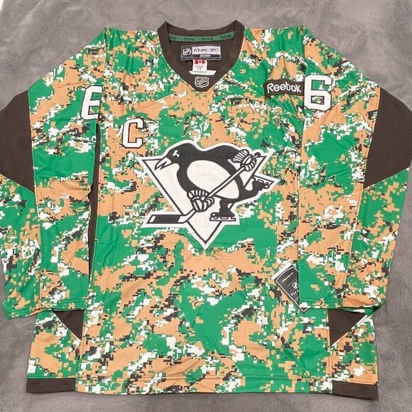 reebok pittburgh penguins lemieux camo jersey size 54 - Picture 1 of 2
